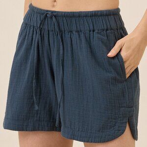 Pact Women's Organic Cotton Coastal Double Gauze Curved Hem Short French Navy XS